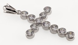 Sterling Silver Cross Pendant with Bezel Set Round CZs Gorgeous - $187.82 CAD