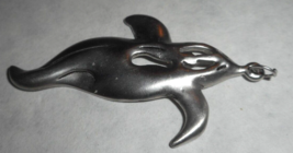 Vtg AAI Sterling Silver DOLPHIN WHALE FISH Pendant Abstract Art Piece 2 ... - £17.82 GBP
