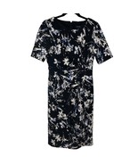 Tahari ASL Black White Floral Work Dress Size 4/Small Short Sleeve Stretch  - £30.66 GBP