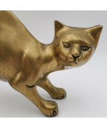 Large Solid Brass Cat Figurine Vintage Siamese Short Hair 15&quot; x 12” MCM ... - $74.13