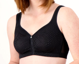 Breezies Wirefree Diamond Shimmer Unlined Support Bra- BLACK, 38C - £20.35 GBP