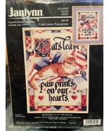 1997 Janlynn Counted Cross Stitch Cat&#39;s Leave Paw Print&#39;s On Our Hearts ... - $472.21 MXN