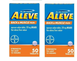 Aleve Back &amp; Muscle Pain Reliever Naproxen Sodium 50 Tabs Pack of 2 Exp ... - £15.81 GBP
