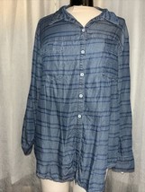 Style &amp; Co. Women&#39;s Button Down Shirt Blue &amp; White Striped Size XL - £9.01 GBP