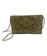 VINTAGE Kane M Black Velvet Clutch Purse Gemstones Hand Made India Embro... - $61.74 CAD