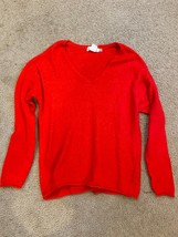 H&amp;M L.O.G.G. Label of Graded Goods Women&#39;s V-neck Solid Red Sweater Size Small - £13.44 GBP
