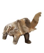 Vtg Carved Marble/Onyx Stone Elephant Figurine Paperweight Trunk Up 5&quot; x... - £14.73 GBP