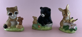 HomCo 1418 Vintage Racoon, Bear, Bunny Porcelain 2.5 in. Figurines Set of 3 - £7.99 GBP