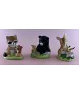 HomCo 1418 Vintage Racoon, Bear, Bunny Porcelain 2.5 in. Figurines Set of 3 - $10.00