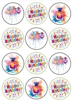 happy birthday cupcake toppers edible - $5.59 CAD