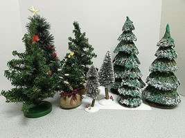 LOT OF 8 SCENERY TREES VARIOUS SIZES SNOW COVERED LAYOUT SCENICS - £5.90 GBP