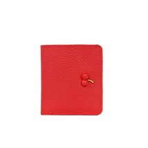Leather Small Mini Ultra-thin Wallets Women Compact Wallets Simple Small Cherry  - £15.28 GBP