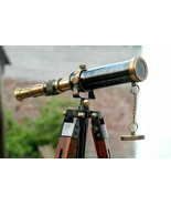 Nautical Design Antique Brass Spyglass Telescope With Wooden Tripod Mari... - $38.99