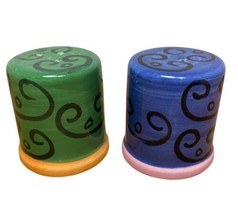 P&amp;P Italy  Green and Blue Swirl Salt and Pepper Shakers with Plugs  - $13.68