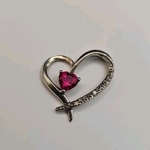 Sterling Silver Plated 925 Lab Created Ruby Heart Pendant - $6.99