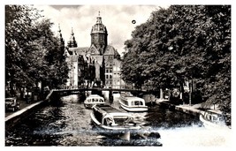 Tourist Boat on Canal in Amsterdam Boat Postcard Posted 1950  - £9.30 GBP