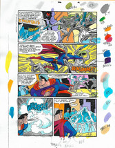 Original 1999 Superman Adventures 36 color guide comic book art page 4:D... - $64.51