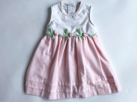 Vintage Sleeveless Pink and White Toddler Dress with Rosebuds - 3T by Bonny Jean - £9.39 GBP