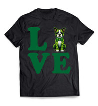 Love Boston Terrier T-shirt Funny Dog Shamrock St Patrick&#39;s Day Unisex Tee Gift - £14.29 GBP+