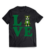 Love Boston Terrier T-shirt Funny Dog Shamrock St Patrick&#39;s Day Unisex T... - $17.77+