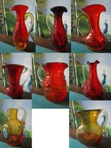 PILGRIM GLASS AMBERINA CRACKLE TEXTURED CREAMER CLEAR HANDLE PICK 1 - $21.99