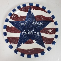 Vintage God Bless American Red White Blue Patriotic Collector Plate Cera... - $16.83