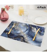 Navy Marble Artwork Placemat 18x12inch (4-Pack) | Ships from USA - $16.00