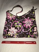 Vera Bradley Pink Brown Purple Green Floral Purse Handbag Shoulder Bag Flowers - $22.99