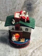 Ship N 24 Hours. Used-Vintage Christmas Lighted House with Santa. 7 Inches H. - £33.00 GBP