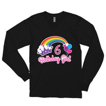 Girls Rainbow Princess 6th Birthday Shirt Princess Party Long sleeve t-shirt - £23.59 GBP