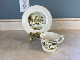 Currier &amp; Ives The Homestead In The Winter Henry Ford Museum Demitasse Cup &amp; Sau - £10.19 GBP
