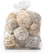 ANDALUCA Large Decorative Balls Bowl Filler Decor Orbs White Cream (Natu... - $40.57