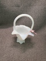 Vintage Fenton Pearly Sentiments Iridescent Glass Basket Floral Flower - £22.17 GBP