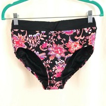 Lands End Swim Bikini Bottom Brief High Waist Floral Pink Black Size 4 - £15.21 GBP
