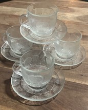 Vintage Arcoroc Fleur Cups &amp; Saucers France Set of 4  - $20.00
