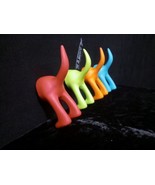 Ikea Bastis Multicolored Dog Soft Rubber Tail Hook 4pc Lot - £25.55 GBP