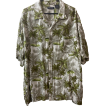 Puritan Mens 2xl Tropical Hawaiian Coconut Palm Tree Short Sleeved Dress Shirt - £10.94 GBP