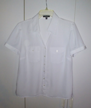 NOTATIONS LADIES SS WHITE BUTTON BLOUSE-M-100% POLYESTER-WORN ONCE-NICE - £6.86 GBP