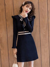 Elegant Agaric Edge Knit Dress 2022 New Korean Version of Autumn Dress F... - £63.94 GBP+
