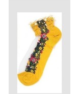 Handcrafted ~ Yellow ~ Embellished w/Pearls ~ Lace ~ Floral Design ~ Ank... - $20.00