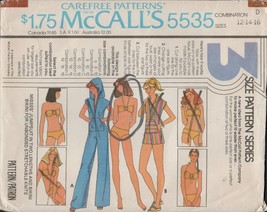 McCall&#39;s 5535 Bikini, Hooded Jumpsuit Romper Cover Up Vintage 70s Pattern Uncut - £19.19 GBP