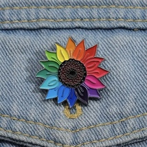 New Sunflower Colors of the Rainbow Metal Enamel Pin - New Vibrant Pin Accessory - $5.50