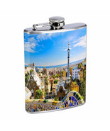 Barcelona Spain D1 Flask 8oz Stainless Steel Hip Drinking Whiskey - £11.80 GBP