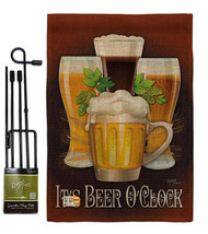 It&#39;s Beer O&#39;Clock Burlap - Impressions Decorative Metal Garden Pole Flag Set GS1 - £27.14 GBP