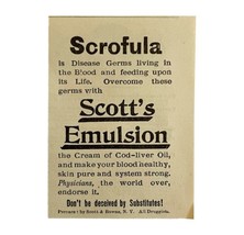 Scott&#39;s Emulsion Scrofula Medicine 1894 Advertisement Victorian Medical ... - £9.63 GBP