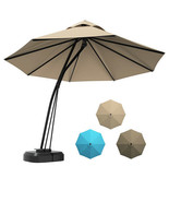 11 Feet Outdoor Cantilever Hanging Umbrella with Base and Wheels-Beige -... - €829,06 EUR