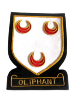 OLIPHANT SCOTTISH CLAN NAME BADGE GOLD BULLION NEW HAND EMBROIDERED CP MADE - €11,03 EUR