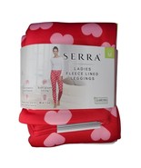Aldi Serra Ladies Fleece Lined Leggings Pink Heart Pattern Cozy Thermal ... - $352.89 MXN