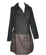 Womens Yoki New York Faux Brown Gray Herringbone Wool Blend Coat Zip Fro... - $29.69