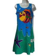 vintage 90’s hand painted big lips heart fish Art To Wear summer dress Size S - £50.79 GBP